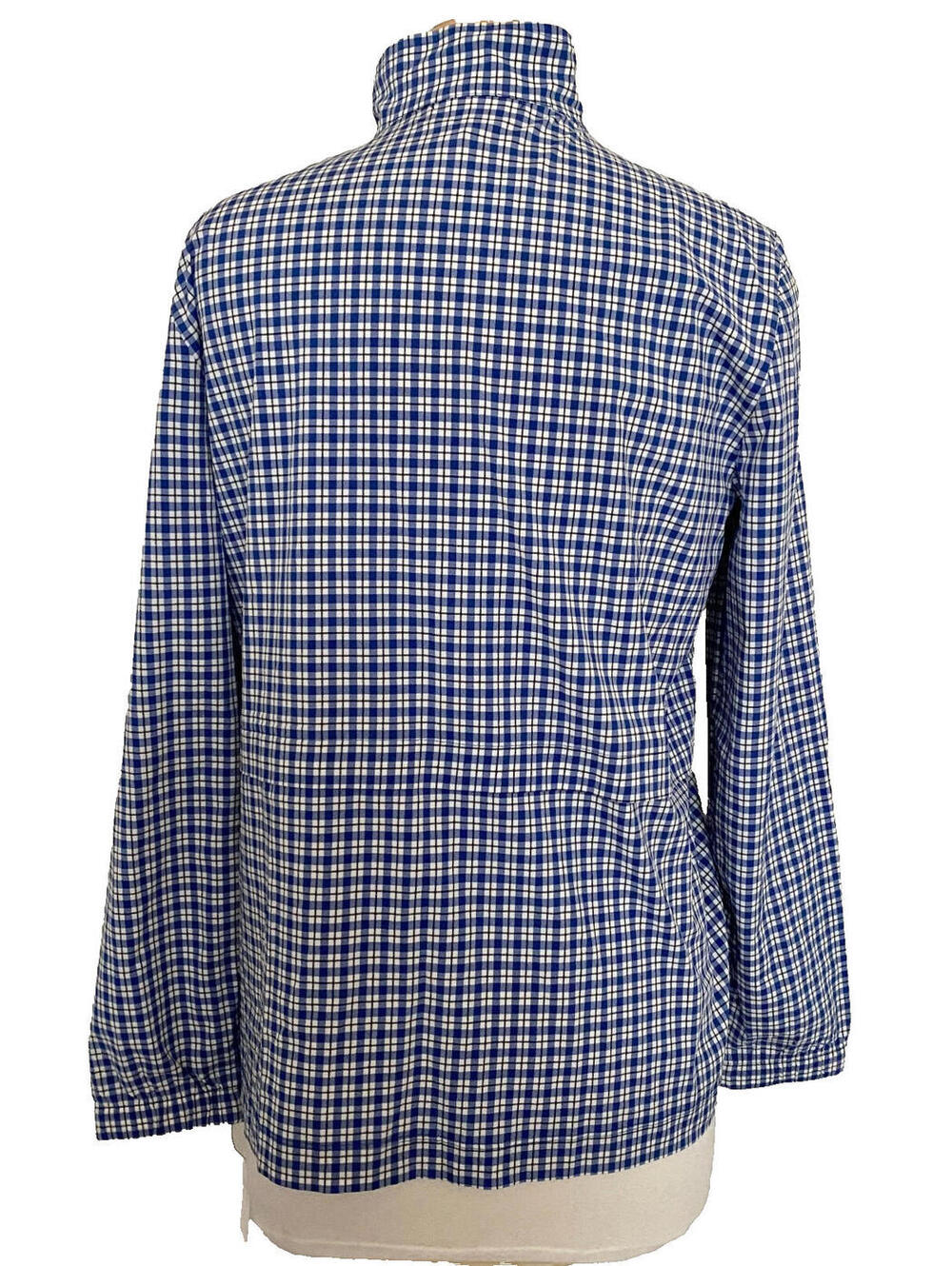 NWT Talbots Blue White Plaid Zip-Front Lightweight Jacket Collared Long Sleeve M - Picture 3 of 3
